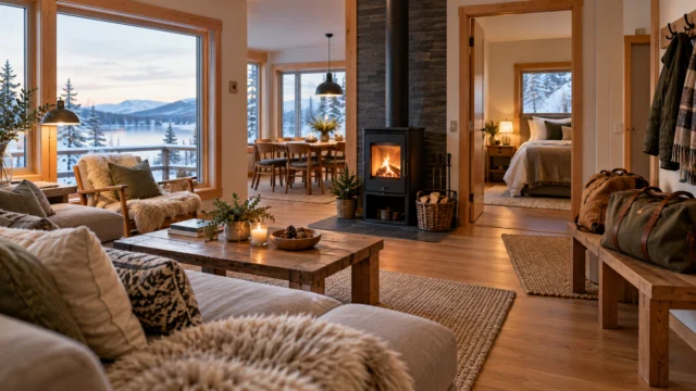 A welcoming shared northern home with neatly placed visitor bags, prepared bedding and clear access through the living area